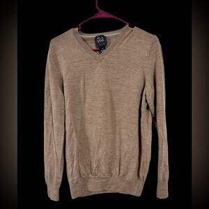 Jos. A. Bank Traveler Men's Size Medium Tan V-Neck Sweater 100% Merino Wool